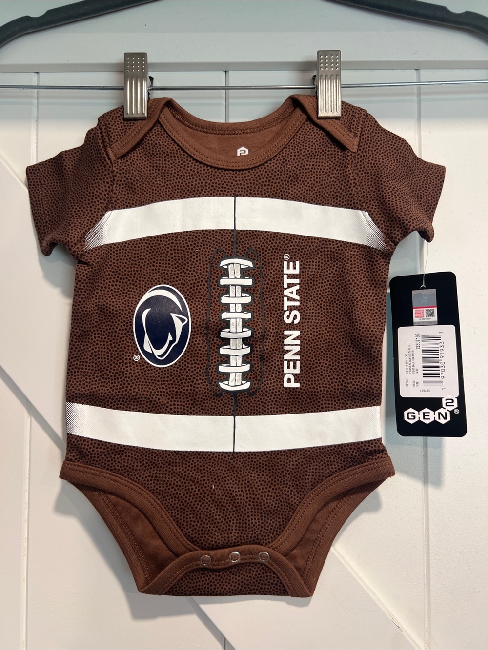 Outerstuff | Infant Brown Penn State Nittany Lions Catch Me Football Bodysuit